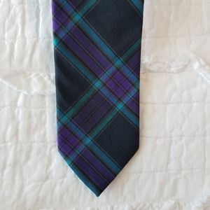 EXPRESS  Navy Purple Teal Cotton Plaid Tie EUC